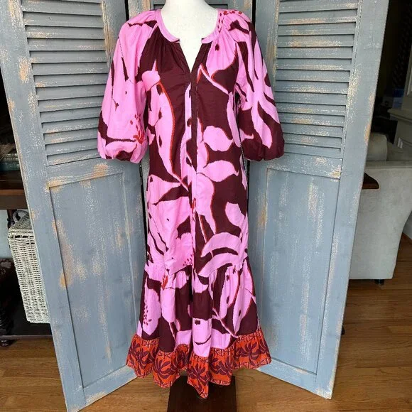 Tuckernuck Lyles Maxi Dress Pink Palm Sz XS NWOT - Picture 2 of 16